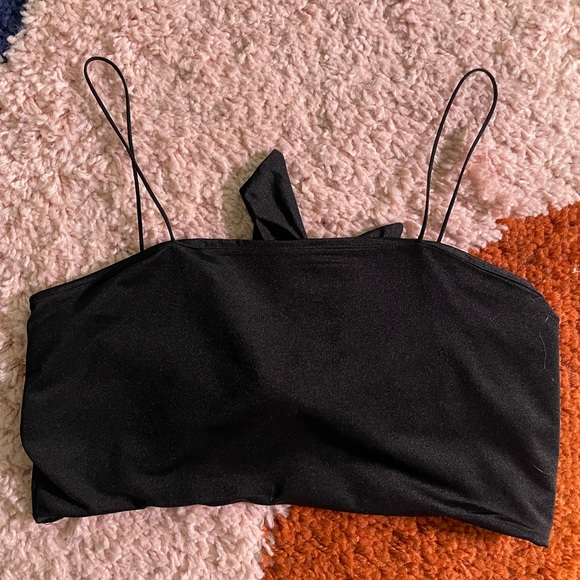 Zara Tops - SUPER CHIC!!! Spaghetti Strapped Black Crop Top W/ Back Tie